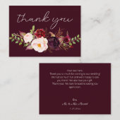 Bourgogne Marsala Bloemen - Alle Burgu Klein Dank Notitiekaartje (Voorkant / Achterkant)