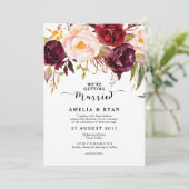 Bourgogne Marsala Bloemen Bruiloft Uitnodiging Rus (Staand voorkant)