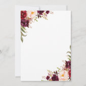 Bourgogne Marsala Bloemen Doop Goud Lijst Kaart (Achterkant)