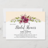 Bourgogne Marsala Bloemen en groen | Bruids Show Kaart (Voorkant)