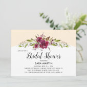 Bourgogne Marsala Bloemen en groen | Bruids Show Kaart (Staand voorkant)