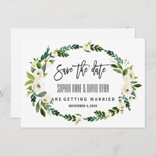 Bourgogne Marsala Bloemen Handschrift Save the Dat Save The Date (Voorkant / Achterkant)