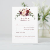 Bourgogne Marsala Bloemen RSVP (Staand voorkant)