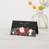 Bourgogne Marsala Bloemen - Zwart Plaatskaartje (Achterkant)