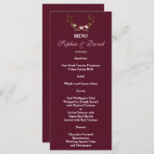 Bourgogne Marsala Bloemengewei Trouwmenu Menu (Voorkant / Achterkant)