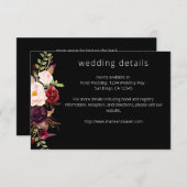 Bourgogne Marsala & Blush Bloemen Details - Zwart Informatiekaartje (Voorkant / Achterkant)