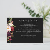 Bourgogne Marsala & Blush Bloemen Details - Zwart Informatiekaartje (Staand voorkant)