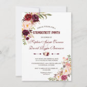 Bourgogne Marsala Blush Bloemen Verlovingsfeest Kaart (Voorkant)