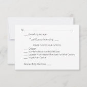 Bourgogne Marsala Blush met Maaltijd - Wit RSVP Kaartje (Achterkant)