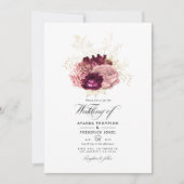 Bourgogne - Marsala Blush Pink and Gold Wedding Kaart (Voorkant)