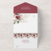 Bourgogne, Marsala, Blush Pink Floral Wedding All In One Uitnodiging (Buitenkant)