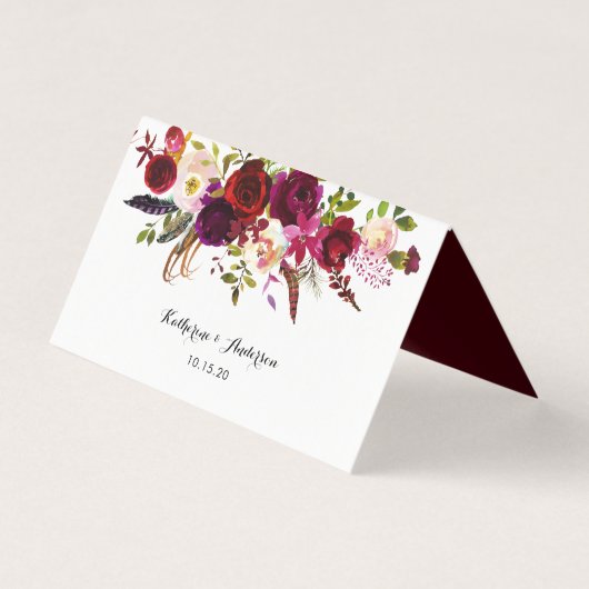 Bourgogne Marsala Bohemian Tafel Plaats Kaart (Achterkant)