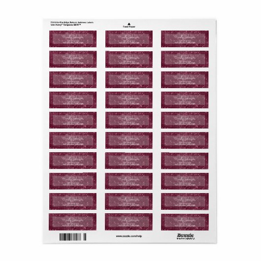 Bourgogne Marsala Elegant Sparkle Etiket (Full Sheet)