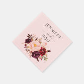 Bourgogne Marsala en Blush Bloemen - Transparant Servet (Hoek)