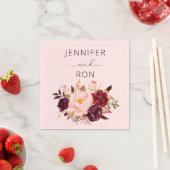 Bourgogne Marsala en Blush Bloemen - Transparant Servet (Insitu)