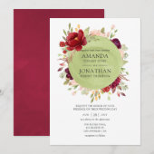 Bourgogne - Marsala en Blush Floral Wedding Kaart (Voorkant / Achterkant)