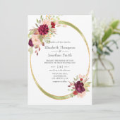 Bourgogne - Marsala en Blush Geometric Wedding Kaart (Staand voorkant)