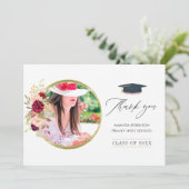 Bourgogne-Marsala en Blush Roze Afstuderen Bedankkaart (Staand voorkant)