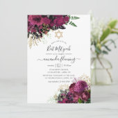  Bourgogne - Marsala en Gold Bat Mitzvah Kaart (Staand voorkant)