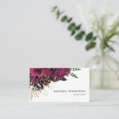 Bourgogne - Marsala en Gold Floral Visitekaartje (Staand voorkant)