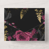 Bourgogne - Marsala en Gold Floral Wedding All In One Uitnodiging (Achterkant)