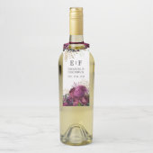 Bourgogne - Marsala en Gold Floral Wedding Favor Flessenhanger (Op fles)