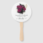 Bourgogne - Marsala en Gold Floral Wedding Handwaaier (Voorkant)
