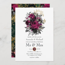 Bourgogne - Marsala en Gold Floral Wedding