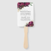 Bourgogne - Marsala en Gold Floral Wedding Program Handwaaier (Voorkant)
