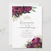 Bourgogne - Marsala en Gold Quinceañera Kaart (Voorkant)