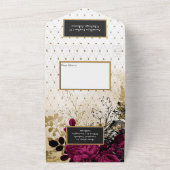 Bourgogne - Marsala en Gold Wedding All In One Uitnodiging (Buitenkant)