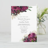 Bourgogne - Marsala en Gold Wedding Kaart (Staand voorkant)