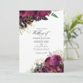  Bourgogne - Marsala en Gold Wedding Kaart (Staand voorkant)