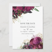 Bourgogne - Marsala en Gold Wedding Save The Date (Voorkant)