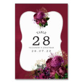 Bourgogne - Marsala en Gold Wedding Table Number Kaart (Achterkant)