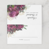 Bourgogne - Marsala en Gold Wedding Table Number Plaatskaartje (Buitenkant ongevouwen)