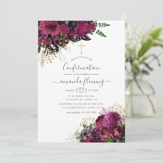  Bourgogne - Marsala en Gouden Bevestiging Kaart (Staand voorkant)