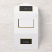 Bourgogne - Marsala en gouden bruiloft All In One Uitnodiging (Buitenkant)