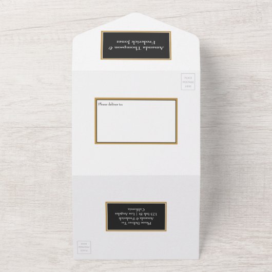  Bourgogne - Marsala en gouden bruiloft All In One Uitnodiging (Buitenkant)