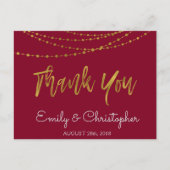 Bourgogne Marsala en Gouden Folie Dank U Briefkaart (Voorkant)