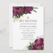 Bourgogne-Marsala en goudflank Mitzvah Kaart (Voorkant)