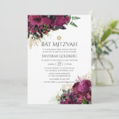 Bourgogne-Marsala en goudflank Mitzvah Kaart (Staand voorkant)