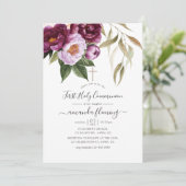 Bourgogne - Marsala en Peach Floral Heilige Commun Kaart (Staand voorkant)