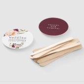 Bourgogne - Marsala en Peach Floral Wedding Favor Handwaaier (Niet-gemonteerd)