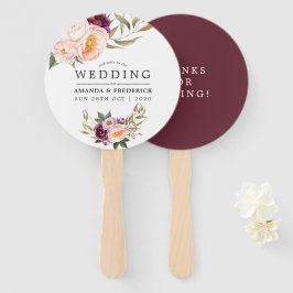 Bourgogne - Marsala en Peach Floral Wedding Favor Handwaaier