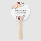 Bourgogne - Marsala en Peach Floral Wedding Favor Handwaaier (Voorkant)