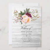 Bourgogne - Marsala en Peach Rustic Floral Wedding Kaart (Voorkant)