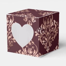 Bourgogne - Marsala en Roos Gold Damask Wedding Bedankdoosjes