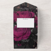 Bourgogne - Marsala en Roos Gold Floral Wedding Al All In One Uitnodiging (Buitenkant)