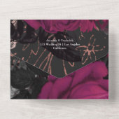 Bourgogne - Marsala en Roos Gold Floral Wedding Al All In One Uitnodiging (Achterkant)